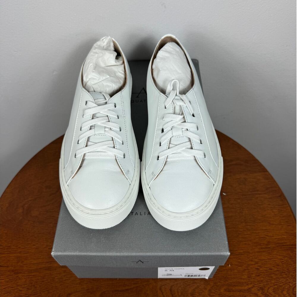 New Aquatalia Ollie Nappa Leather Lace-Up Sneaker in White Women's Size 6 - Picture 2 of 9
